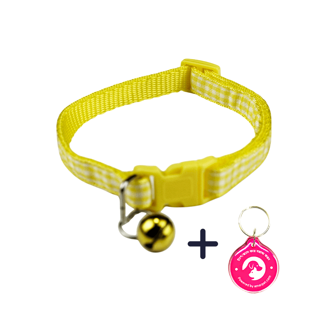 AmarPet Smart Pet Tag with Yellow Collar Combo