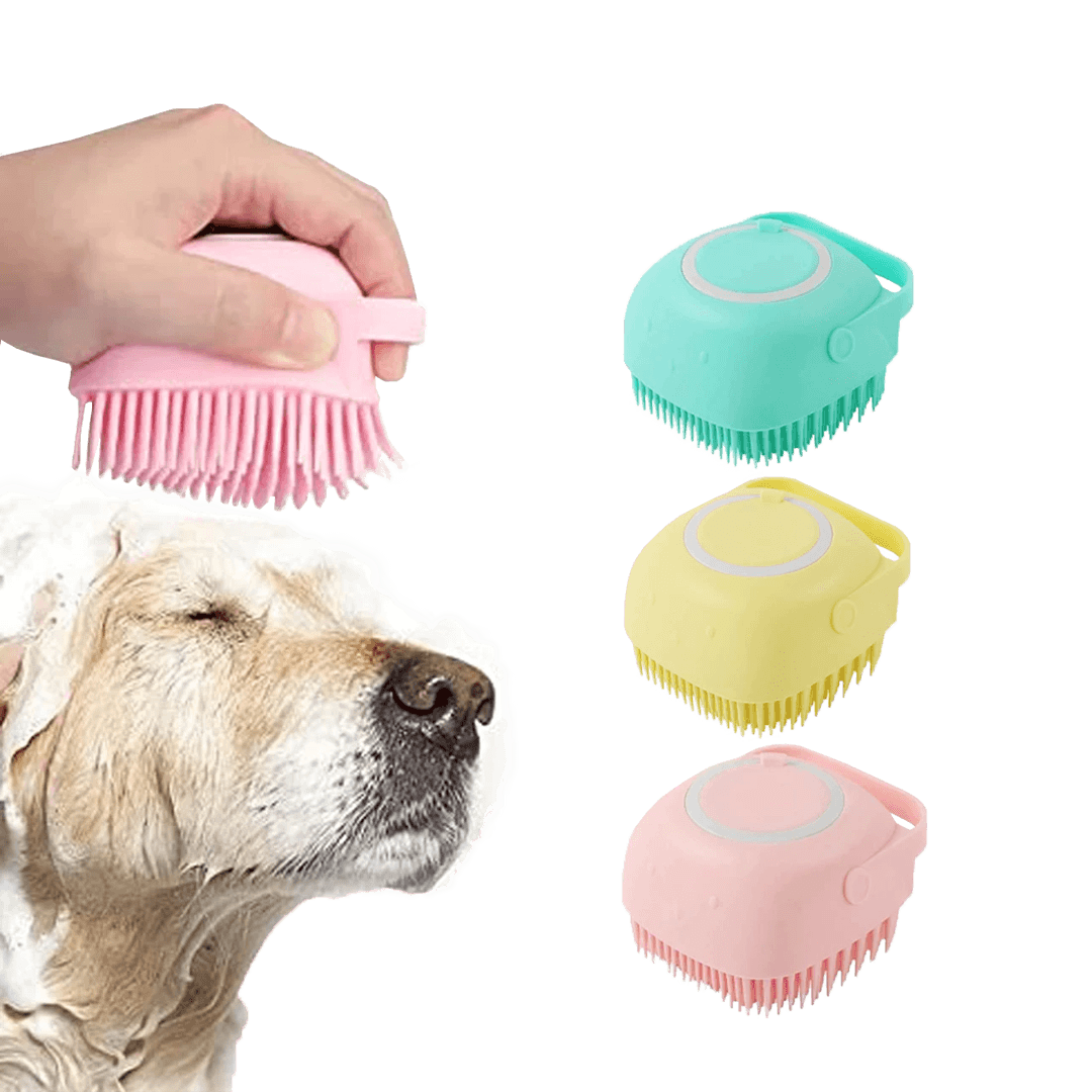 Soft Shampoo Dispenser Bath Brush for Cats & Dogs