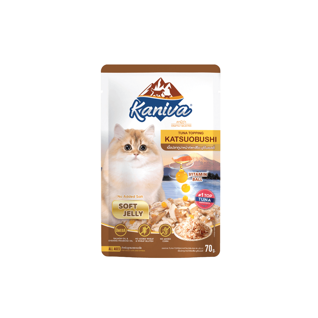 Kaniva Tuna Topping Katsuobushi Pouch 70g Soft Jelly for Adult & Kittens