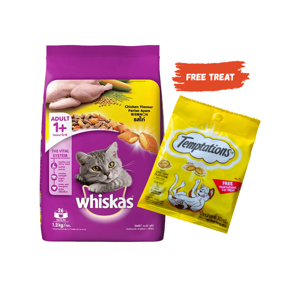 Whiskas Adult Cat Food Chicken 1.2kg (FREE TREAT)