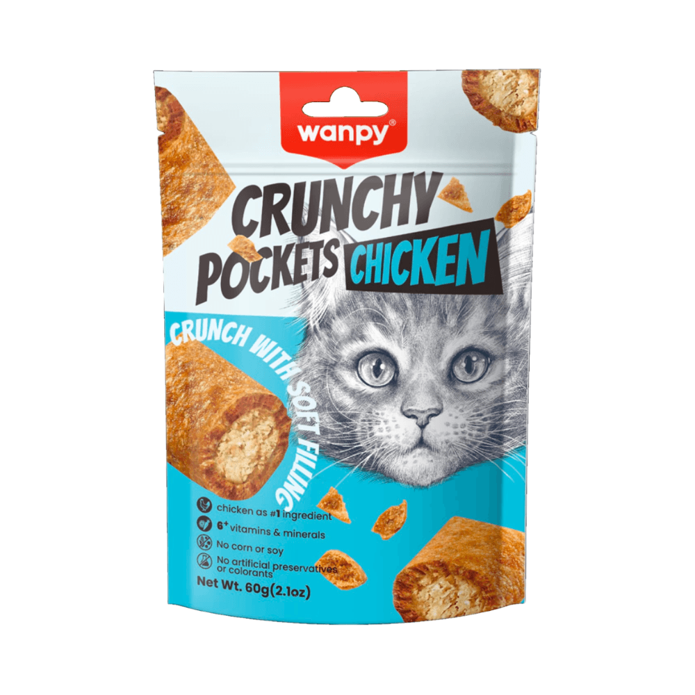 Wanpy Crunchy Pockets Chicken Crunch with Soft Filing Cat Treat 60gm