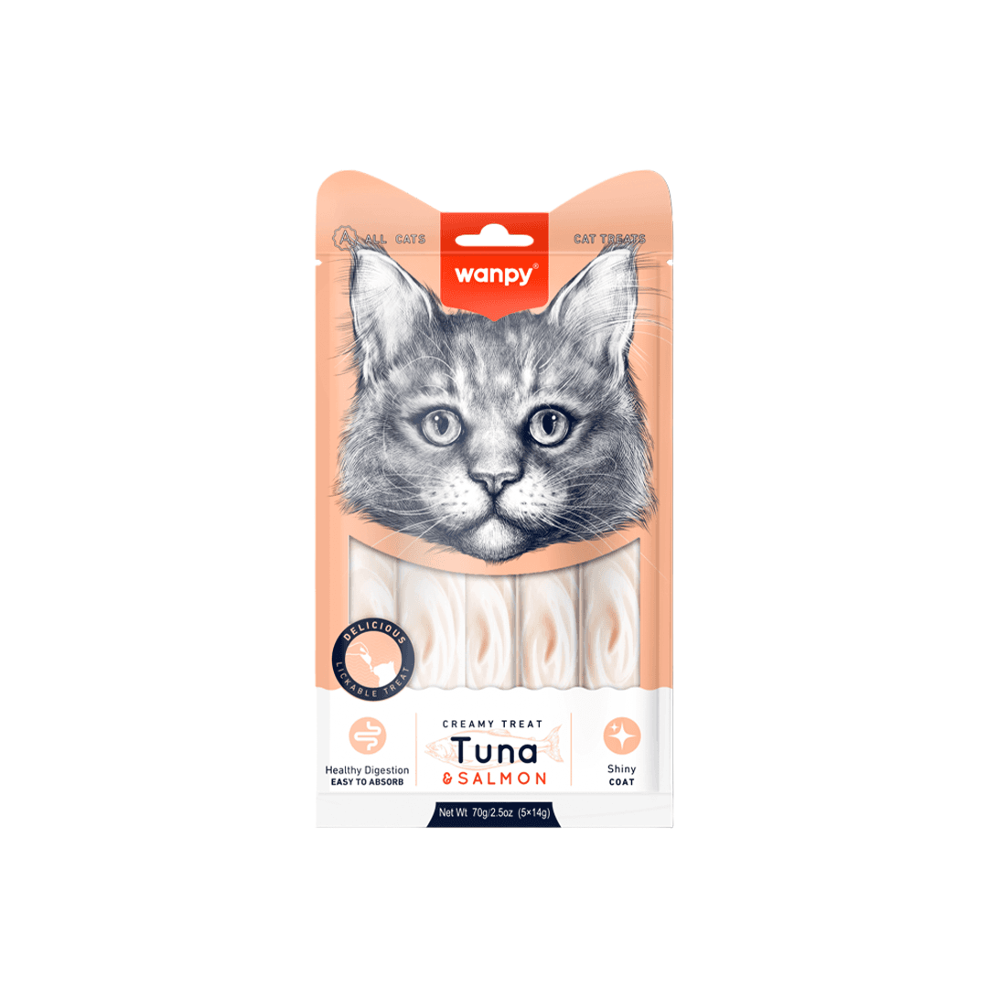 Wanpy Creamy Cat Treat Tuna & Salmon 70gm (5 Pieces Pack)