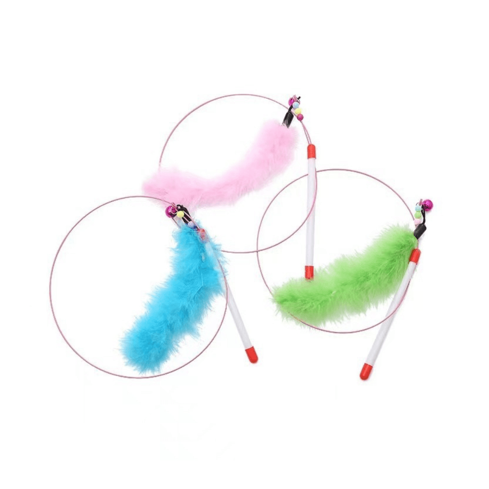 Cat Teaser Stick Ostrich Feather Toy with Bell