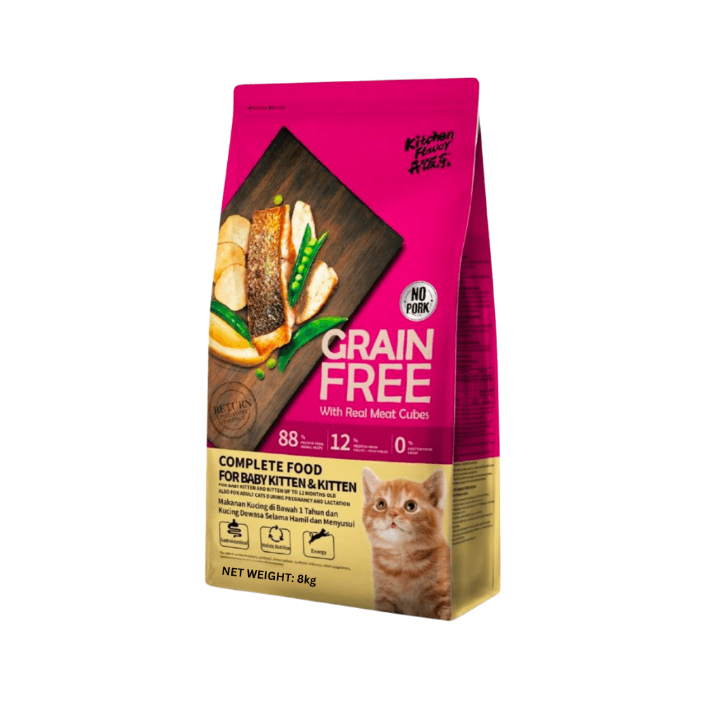 Kitchen Flavor Grain Free Cat Food with Real Meat Cubes for Baby Kitten & Kitten 8kg