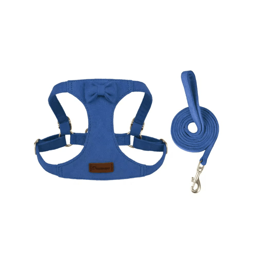 Trendy Premium Suede Leather Pet Harness Leash Set