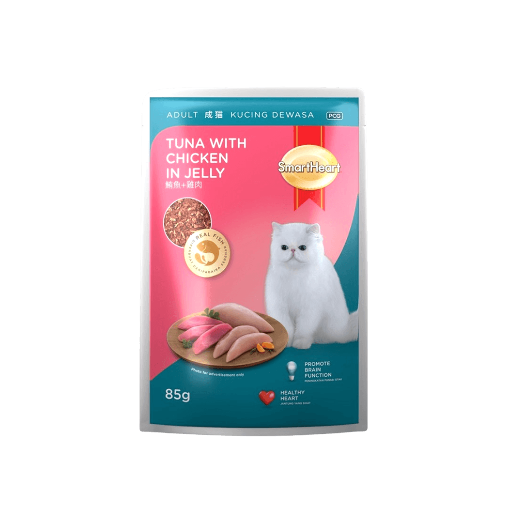 SmartHeart Cat Pouch Adult Tuna with Chicken in Jelly 85g
