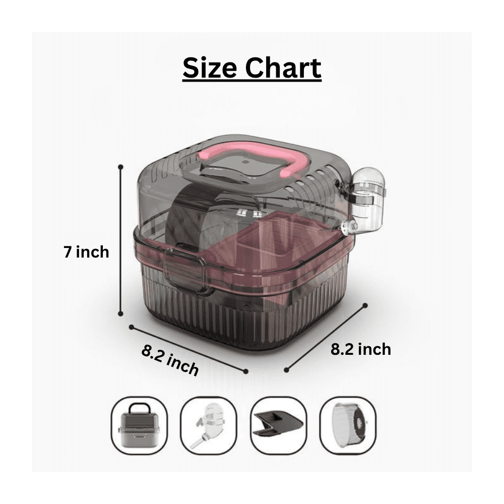 Portable Multi-functional Hamster Cage with Water Bottle, Play Zone & Residential Area