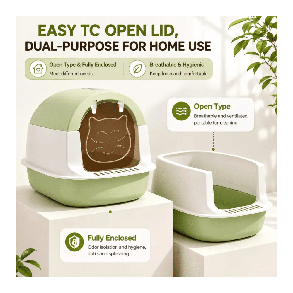 Premium Fully Enclosed Cat Litter Box with Scoop