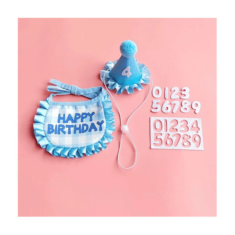 Complete Cat Birthday Set - Scarf, Hat, Year Badge (No Exchange)