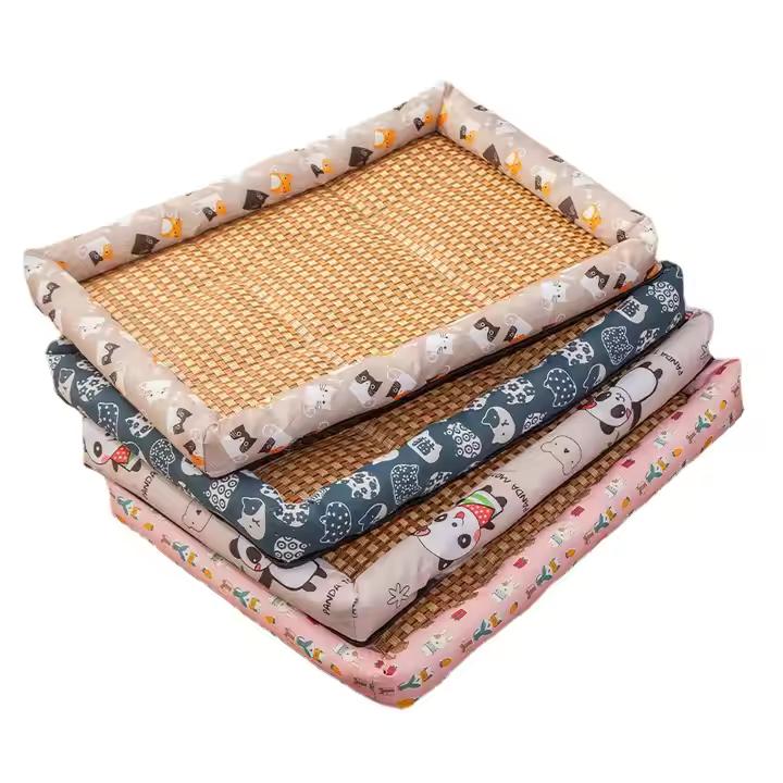 Sophisticated Washable Linen Pet Sleeping Bed with Bamboo Mat