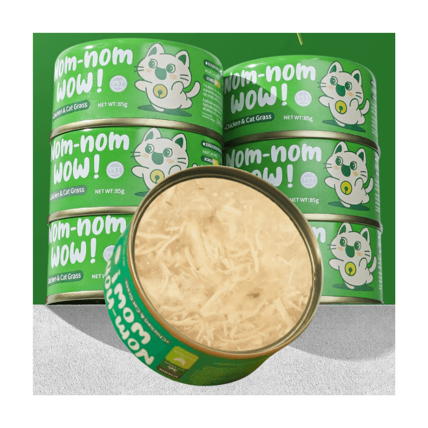 Nom Nom WOW Cat Food Soup Can - Chicken & Cat Grass 85g
